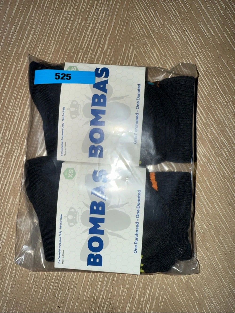Bombas Youth XS Black Athletic Crew Socks with Blue & Orange Accents 2 Pack NWT